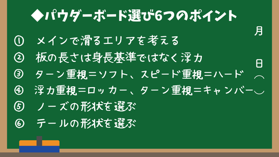 パウダーボード選び6つのポイント